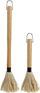 Amosfun Mop Grill Basting Mop 2Pcs Long Wood Handle BBQ Sauce Brushes Cotton Fiber Heads Barbecue Mop for Roasting Grilling Steak Brush