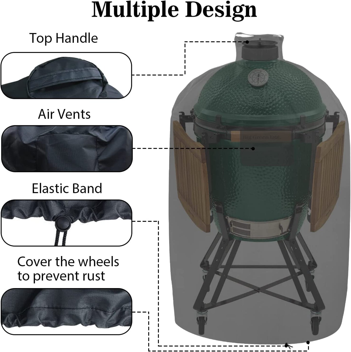 29 in Grill Full Cover for Large Big Green Egg,Kamado Classic Joe Ceramic Grill,29 Inch Dia Waterproof Outdoor Grill Cover Smoker Accessories Long Enough to Cover Wheel