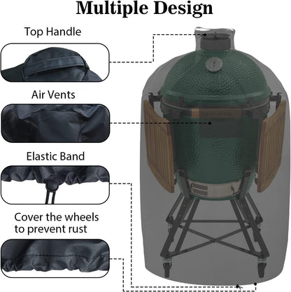 29 in Grill Full Cover for Large Big Green Egg,Kamado Classic Joe Ceramic Grill,29 Inch Dia Waterproof Outdoor Grill Cover Smoker Accessories Long Enough to Cover Wheel