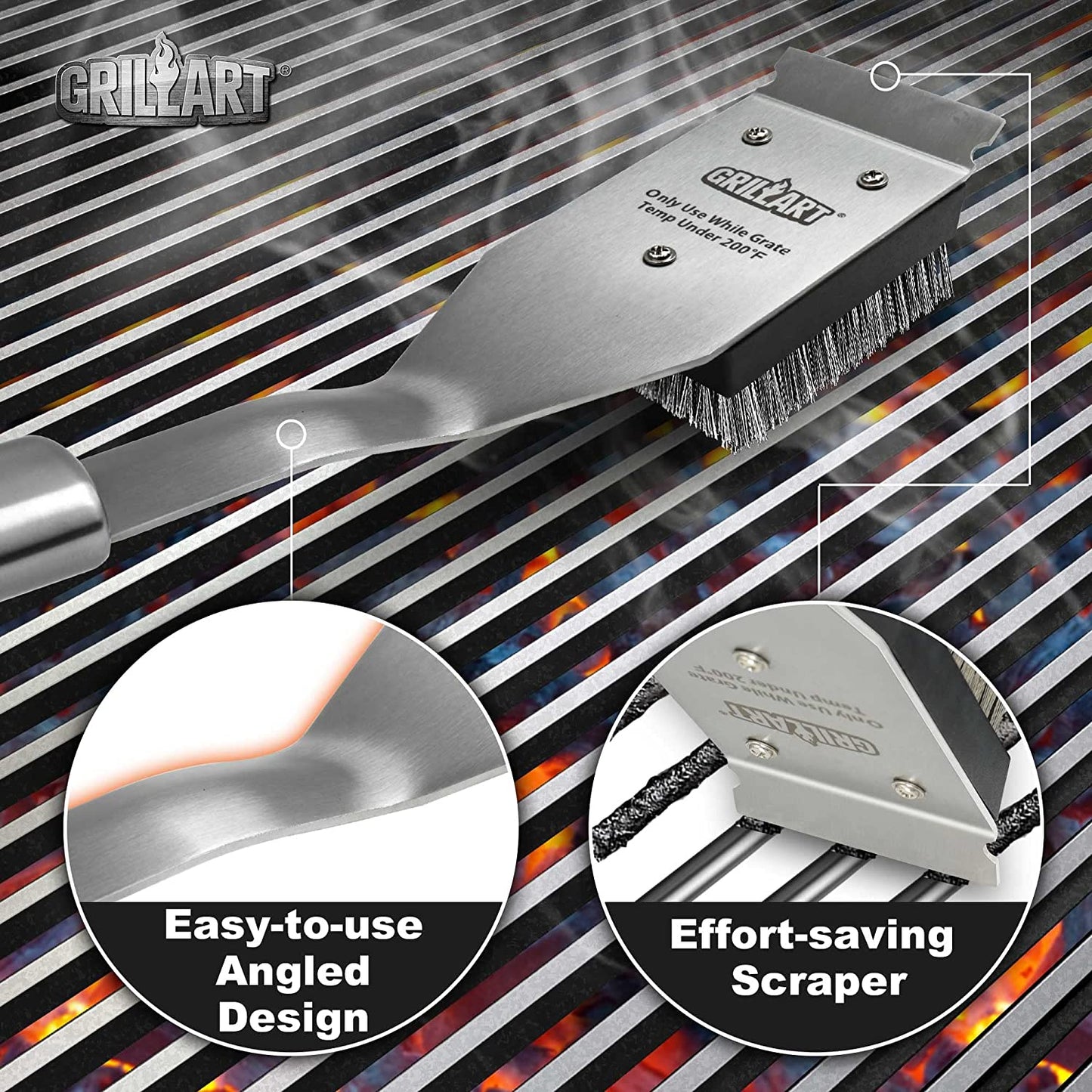 Grill Brush and Scraper, Wire BBQ Grill Brush for Outdoor Grill, 16.5” Grill Cleaning Brush BBQ Grill Accessories, Safe Grill Cleaner Brush-Ideal Gift for Men/Dad BBQ Brush for Grill Cleaning