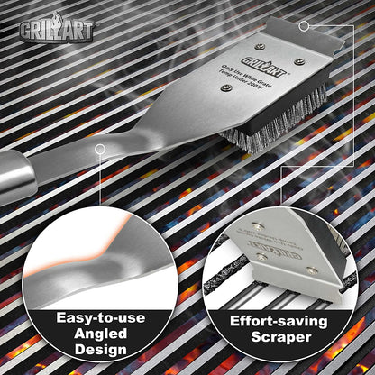 Grill Brush and Scraper, Wire BBQ Grill Brush for Outdoor Grill, 16.5” Grill Cleaning Brush BBQ Grill Accessories, Safe Grill Cleaner Brush-Ideal Gift for Men/Dad BBQ Brush for Grill Cleaning