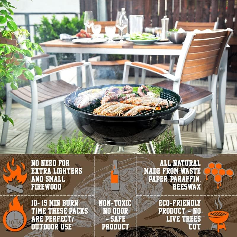 Fire Starter - Fire Starters for Campfires Charcoal Grill Starter, Fireplace, Firepits, Smokers. Only One Piece to Light a Fire.10-15 Min Burns Time Height of Fire 6-7 Inch. Made Ukraine