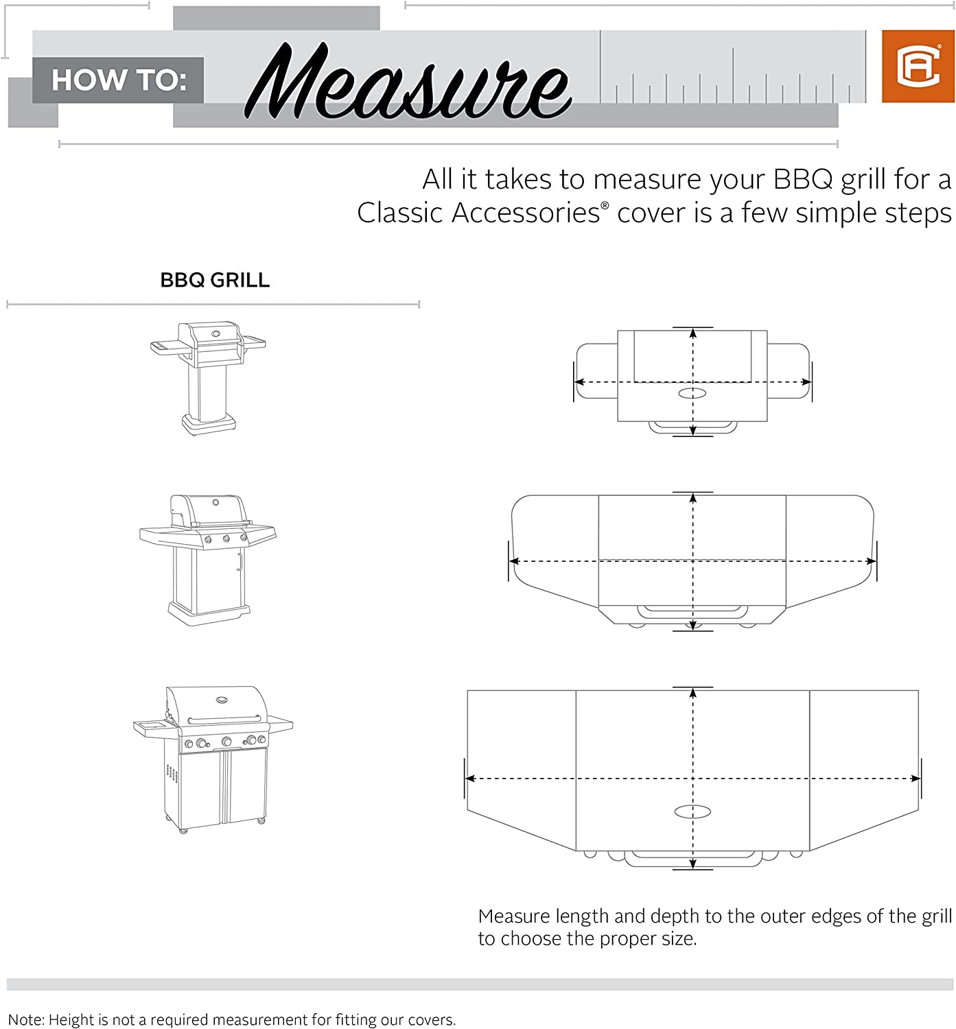 Classic Accessories Water-Resistant 52 Inch BBQ Grill Cover