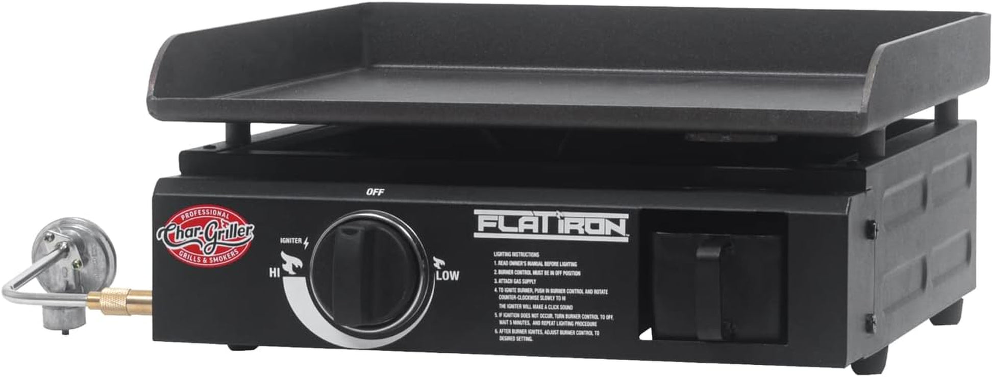 E8217 Flat Iron Portable Table Top 17” Gas Griddle Propane Grill, Black