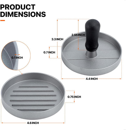 LAZYBISON Burger Press Patty Maker with 200PCS Free Wax Papers|Aluminum Non-Stick Hamburger Press Kit Burger Maker|1/4Lb to 1/3Lb Meat Beef Veggie Hamburger Mold for Kitchen BBQ Grill