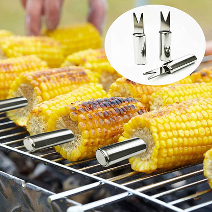 Stainless Steel BBQ Grill Tool Kit 20 PCS + Carrying Bag Set : Tong, Basting Brush, Spatula, Cleaning Brush, Meat Fork, 7 Skewers, 8 Corn Holders for Picnic Camping Cooking Grilling