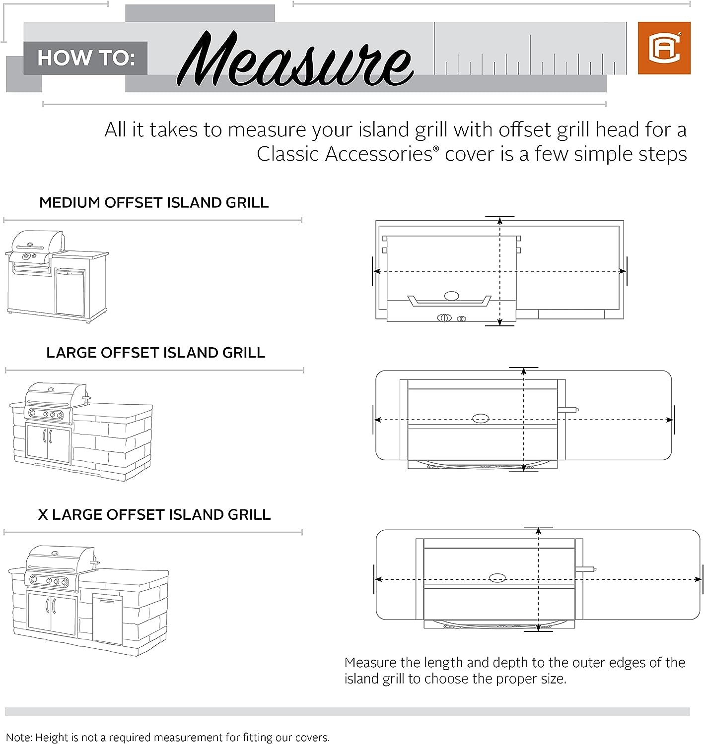 Classic Accessories Veranda Water-Resistant BBQ Grill Cover for 98 Inch Island with Left or Right Grill Head