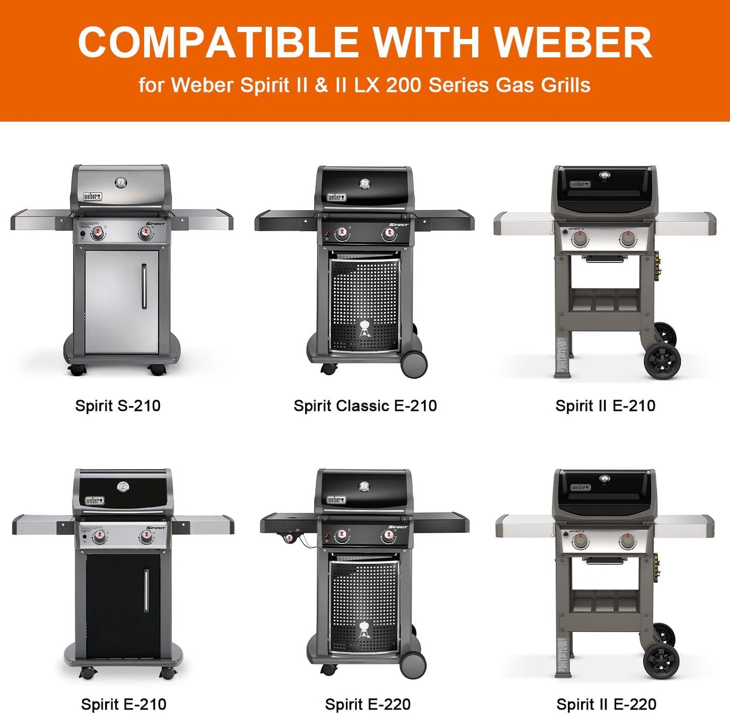 Full-Size Griddle Inserts for Weber Spirit 200 Spirit II 200 Series Gas Grills, Flat Top Griddle Replacement for Weber Spirit E-210 E-220 S-210 S-220 Spirit II E-210 S-210 E-220 S-220 Series Models