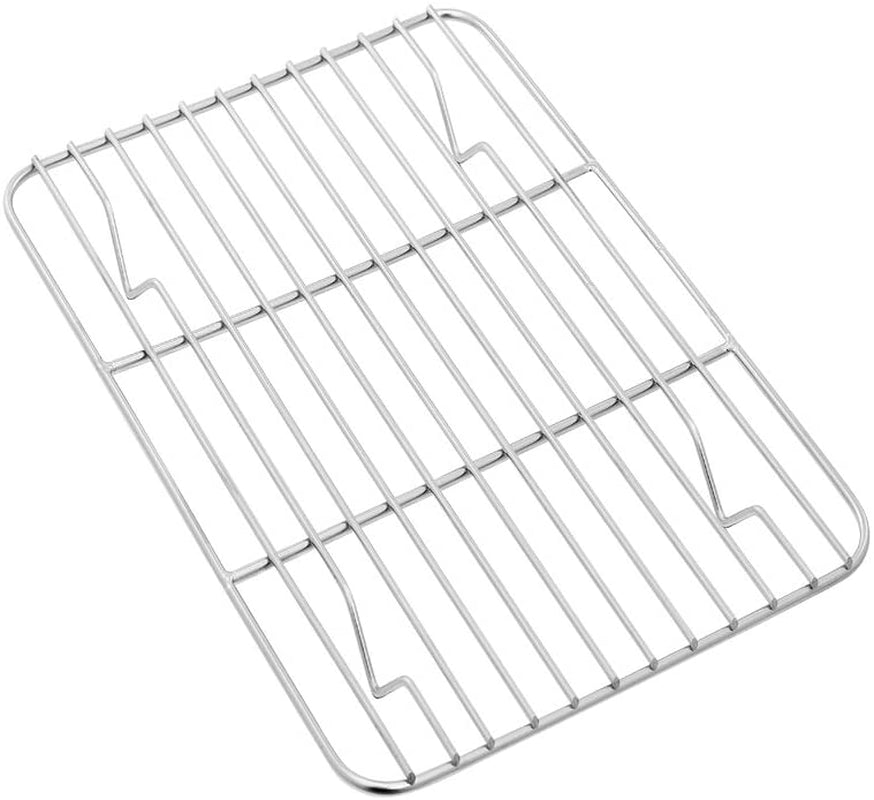 P&P CHEF Baking Rack Pack of 2, Stainless Cooling Rack for Cooking Baking Roasting Grilling Drying, Rectangle 8.6'' X 6.2'' X0.6'', Fits Small Toaster Oven, Oven & Dishwasher Safe
