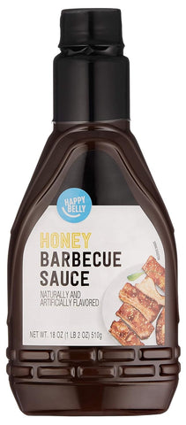 Image of Amazon Brand - Happy Belly Honey BBQ Sauce, Brown, 18 Oz, 1.12 Pound (Pack of 1)