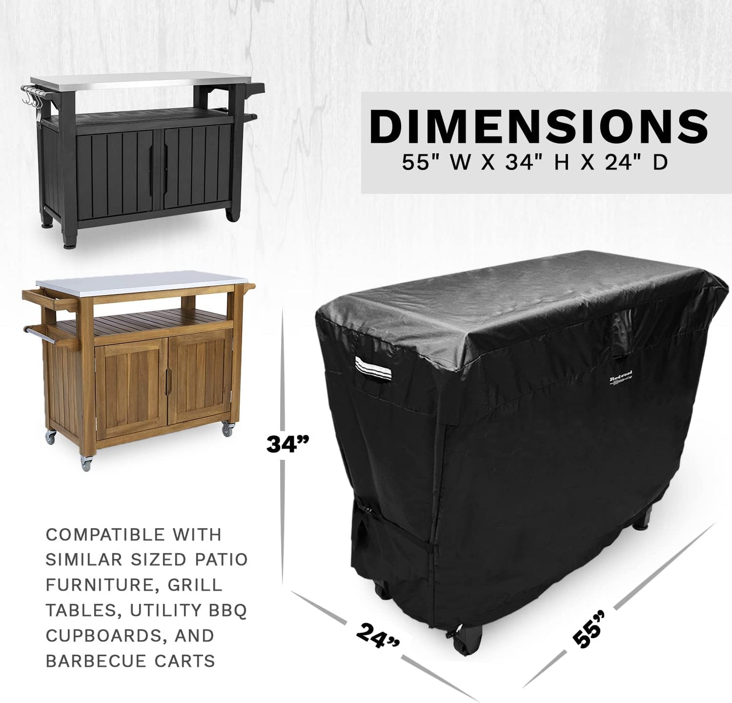 Cover for Keter Unity XL, Portable Prep Tables and Flat Top Grills. Must Have BBQ, Grilling and Outdoor Cooking Accessory. Breathable, Waterproof, UV and Weather Resistant - 55" X 24" X 33.5"