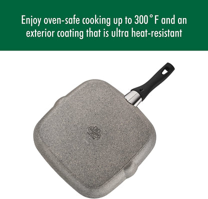 Parma by HENCKELS 11-Inch Nonstick Grill Pan, Made in Italy , Durable and Easy to Clean