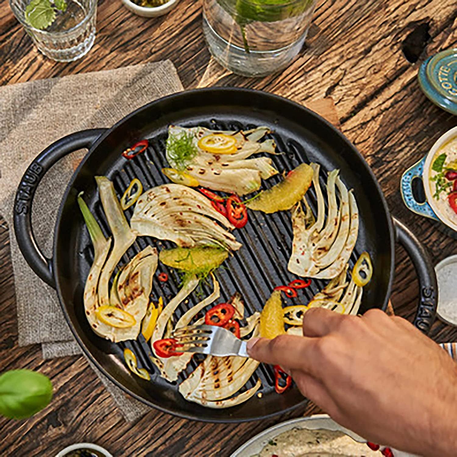 Cast Iron 10-Inch Pure Grill - Black Matte, Made in France