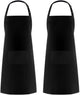2 Pack Adjustable Bib Apron Thicker Version Waterdrop Resistant with 2 Pockets Cooking Kitchen Aprons for Women Men Chef, Black