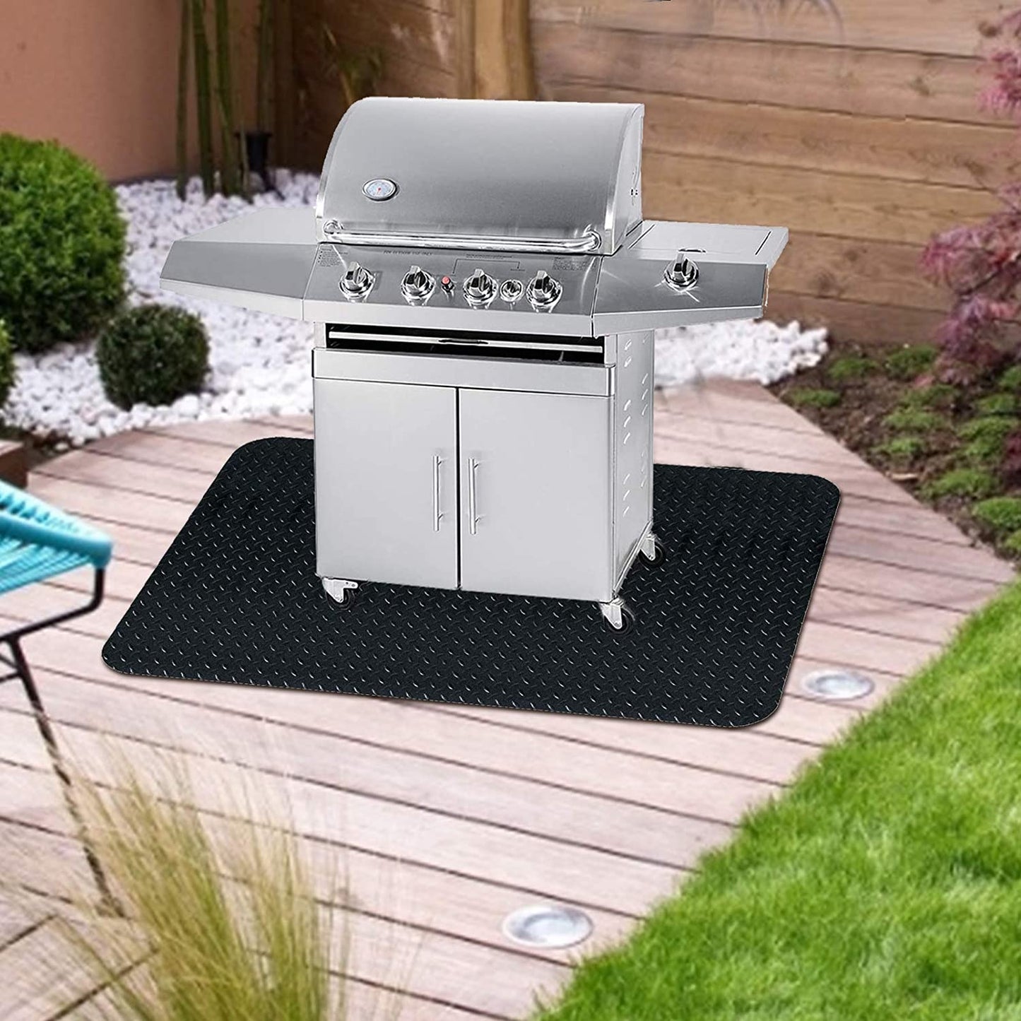 48 X 36 Inches Grill Mat Grill and Garage Protective Mat, Protects Decks and Patios from Grease Splashes, PVC Flame Retardant Material