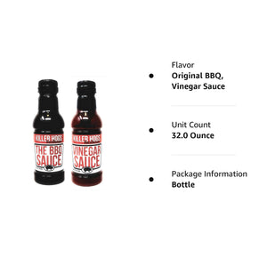 Killer Hogs Barbecue Sauce Variety Pack - Original BBQ Sauce and Vinegar Sauce - Pack of 2 Bottles - 16 Oz per Bottle - 32 Oz Total