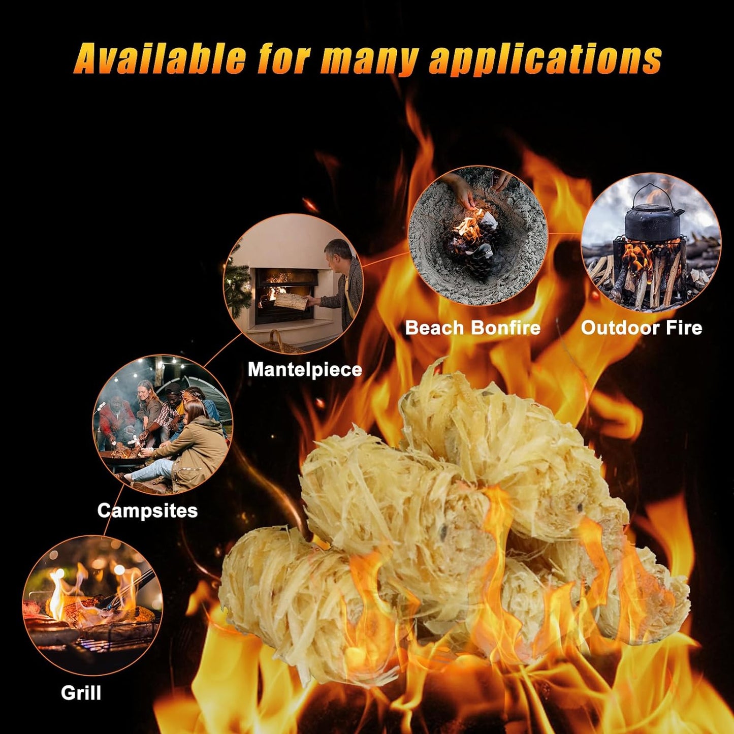 Fire Starter Indoor/Outdoor-10+ Min Burn | Waterproof Windproof Non-Toxic | Perfect for Camping Grilling Fireplaces | 50Pcs Firelights