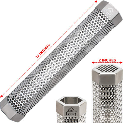 Premium Pellet Smoker Tube 12 Inches - 5 Hours of Billowing Smoke - for Any Grill or Smoker, Hot or Cold Smoking - Free Ebook Grilling Ideas and Recipes