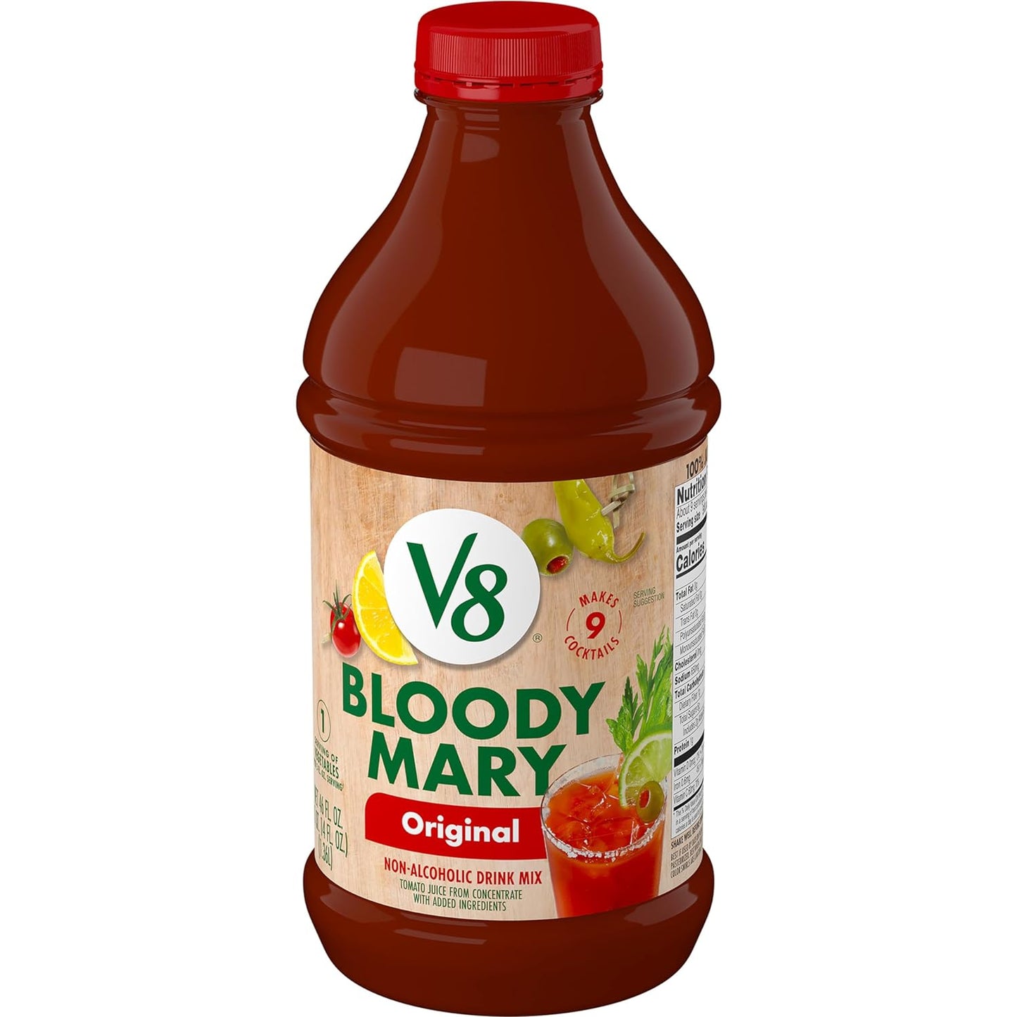 V8 Bloody Mary Mix, Vegetable Juice for Bloody Mary Cocktails, 46 FL OZ Bottle (Pack of 6)