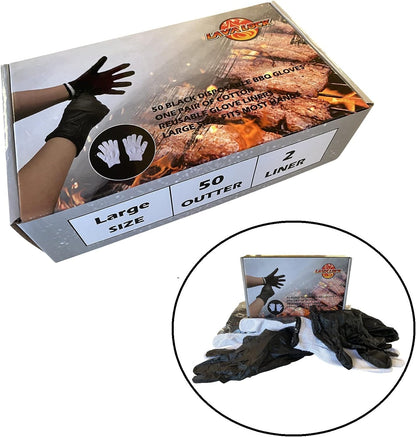 Disposable Nitrile BBQ Gloves with Cotton Liners for Outdoor Cooking Grilling Smokers and Barbecue Competition