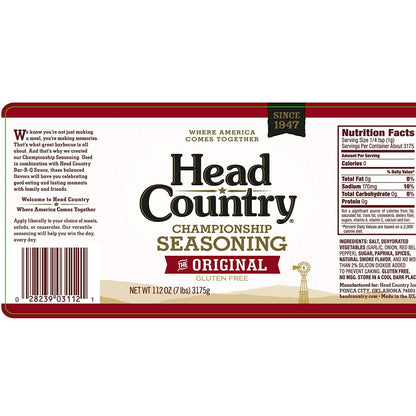 Head Country Bar-B-Q Championship Seasoning, Original | Gluten Free, MSG Free Barbecue Seasoning | Bold & Herbal Dry Spice Rub to Boost the Flavor of All Your BBQ Favorites | 12 Ounce, Pack of 1