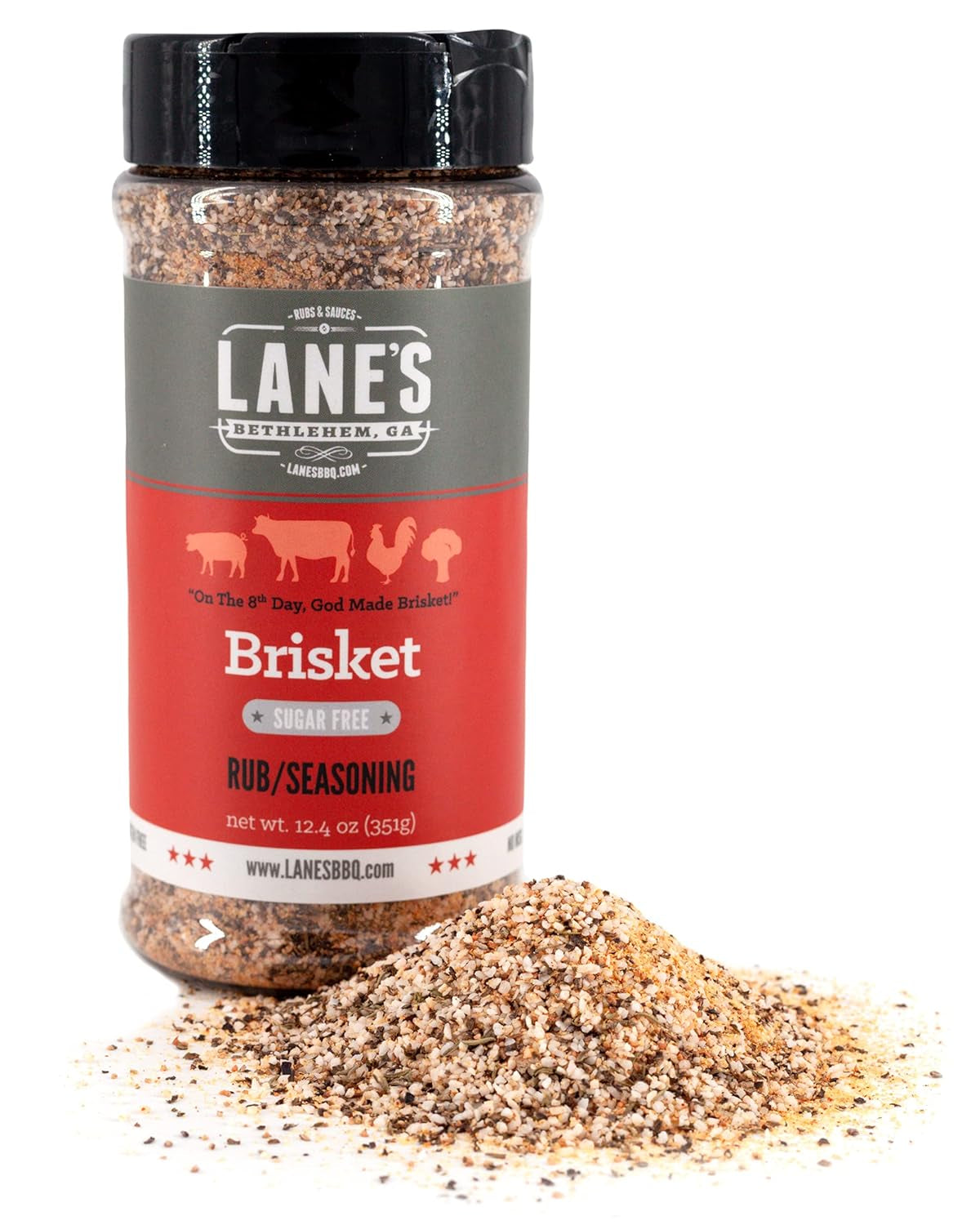Lane'S Premium Brisket Seasoning - All Natural Brisket Rub for Smoker and Grill | Championship Beef Brisket Rub, Burgers, Steaks | No MSG | No Preservatives | Keto Friendly | Made in the USA | 12.4 Oz