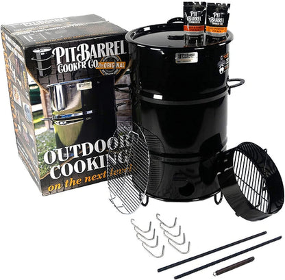 Pit Barrel Cooker Classic Package - 18.5 Inch Drum Smoker | Porcelain Coated Steel BBQ Grill | Includes 8 Hooks, 2 Hanging Rods, Grill Grate and More