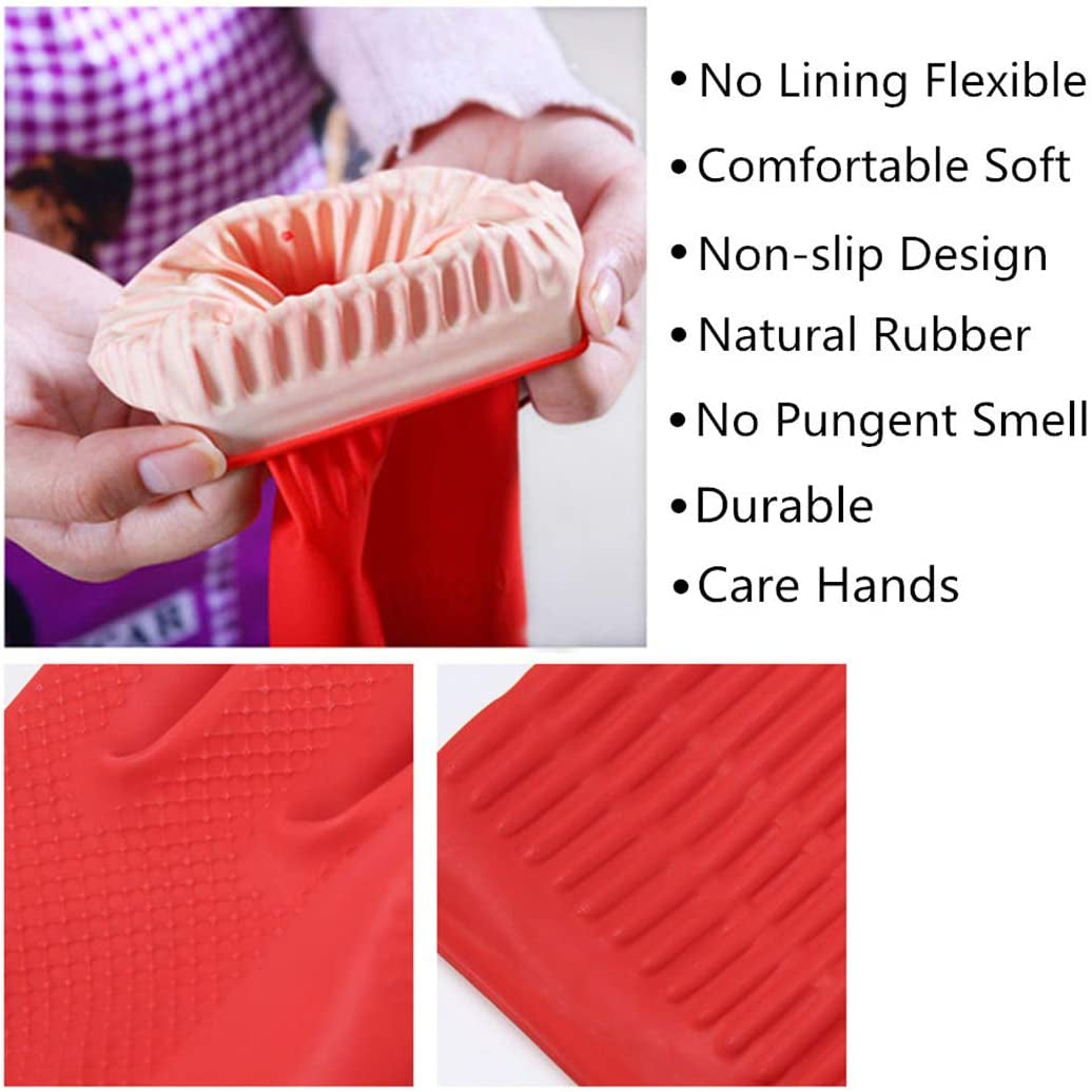 Rubber Cleaning Gloves Kitchen Dishwashing Glove 2-Pairs and Cleaning Cloth 2-Pack,Waterproof Reuseable. (Medium)