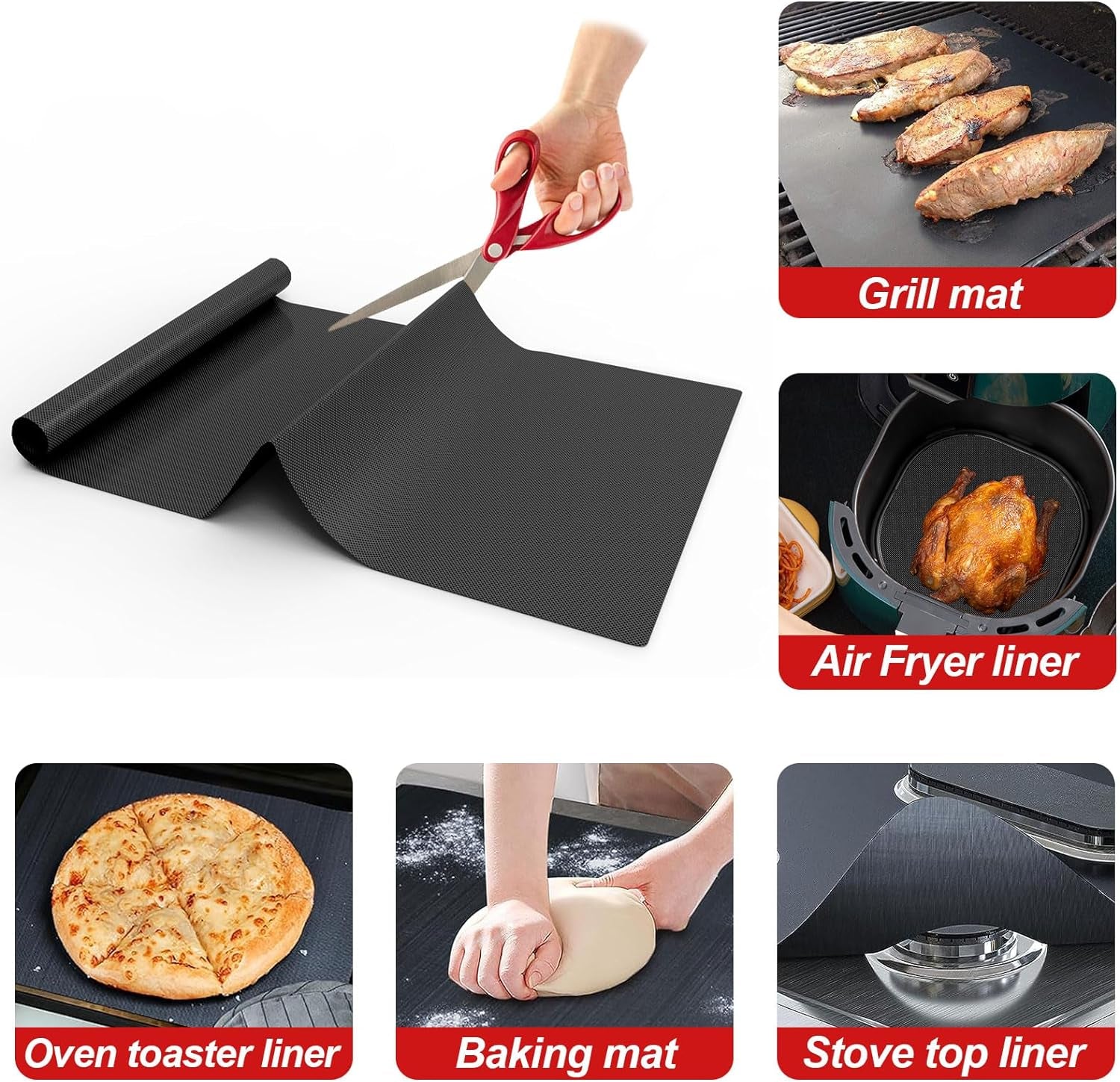 Ubeesize 2 Pack 100% Nonstick Grilling Mats for 36 Inch Blackstone Griddle, Resuable Cooking Mats for Grilling, BPA and PFOA Free Heavy Duty BBQ Grill Mats, Griddle Accessories Kit-36X21.25 Inch