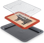 Meat Resting Pan - with Wire Rack and Silicone Baking Mat - Dishwasher and Oven Safe Stainless Steel, for Cooking and Cooling Steak, BBQ, Bacon, & More