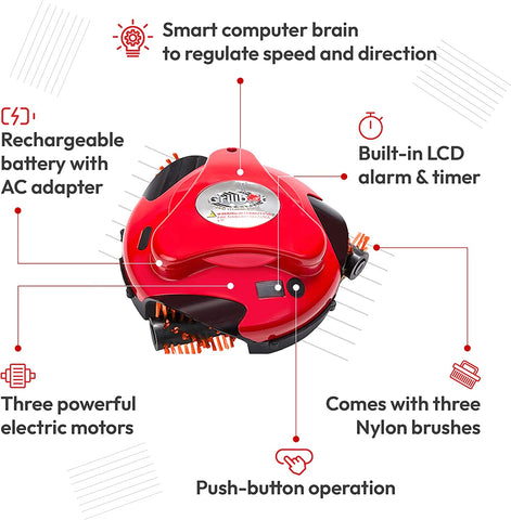 Image of Automatic Grill Cleaning Robot (Red,  Bundle)