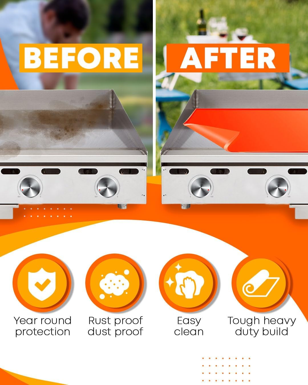 36" Heavy Duty Silicone Grill Mat for 36" Blackstone Griddle Accessories Griddle Mat,Grill Mats for Outdoor Grill Deck Protector,Reusable Grill Covers