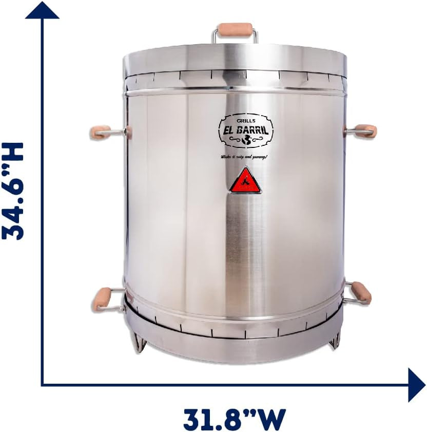 EL BARRIL Grill & Smoker Barrel (EXTRA LARGE)| 100% Stainless Steel Barrel| You Can Grill, Smoke, Roast and Bake| Smokeless, Even Heat Distribution & Perfect Preservation for Your Meats