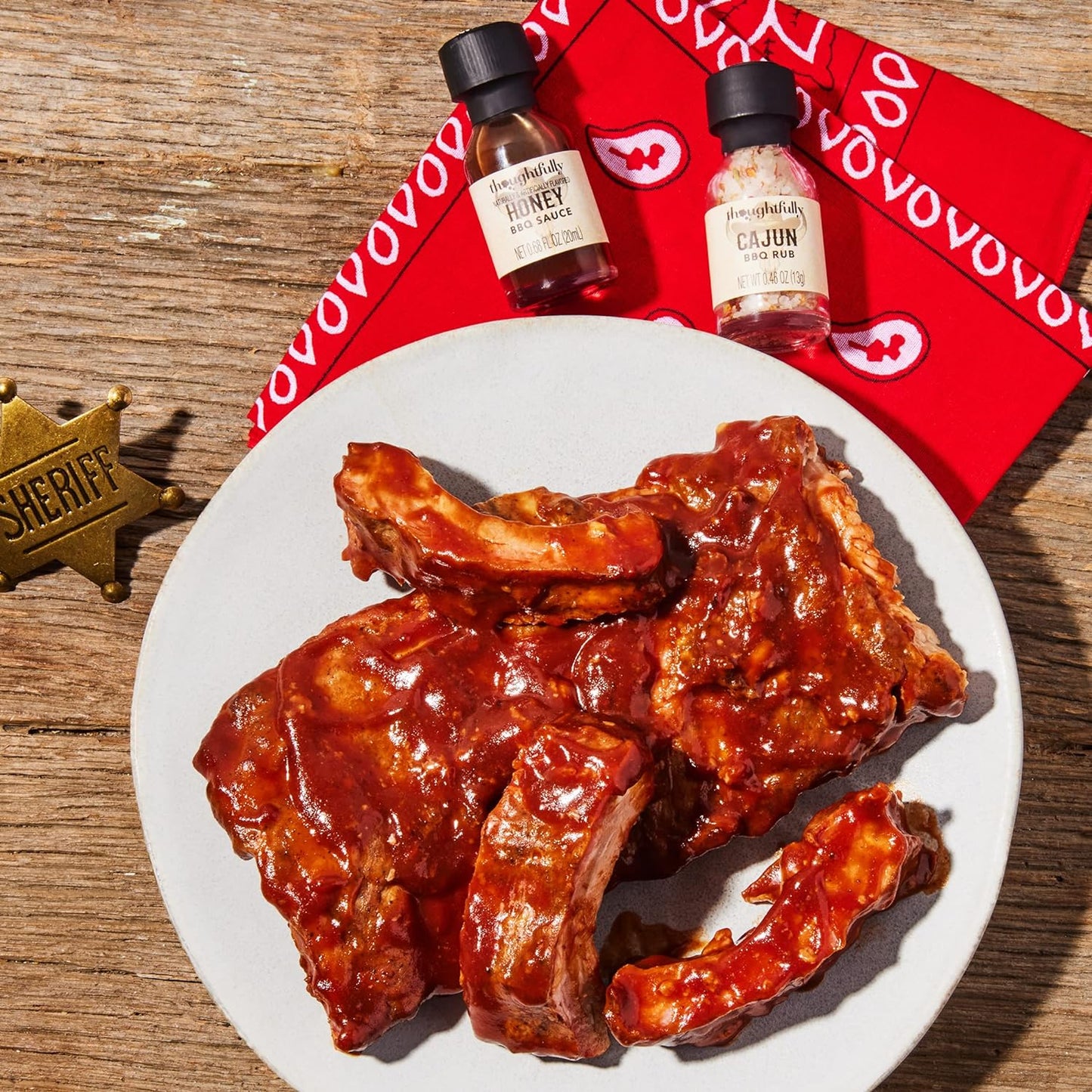 Thoughtfully Gourmet, Wild Western-Themed BBQ Sauce and Rubs Book Gift Set, Includes Honey BBQ, Montreal BBQ Rub & More, Great Gift for Men, Set of 12