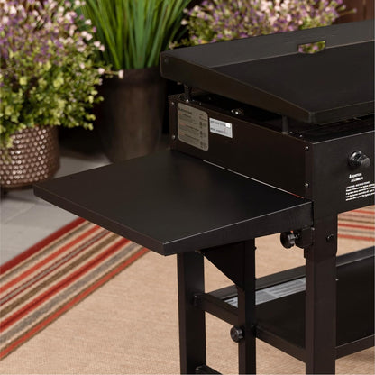 Flat Top Gas Grill Griddle 2 Burner Propane Fuelled Rear Grease Management System, 1517, Outdoor Griddle Station for Camping, 28 Inch