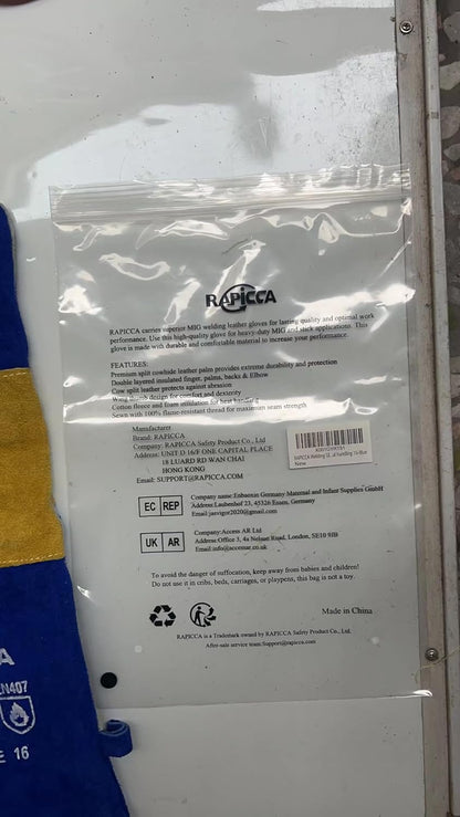 Welding Gloves Blue 16 Inches,932℉, Leather Forge/Mig/Stick Welding Gloves Heat/Fire Resistant, Mitts for Oven/Grill/Fireplace/Furnace/Stove/Pot Holder/Bbq/Animal Handling