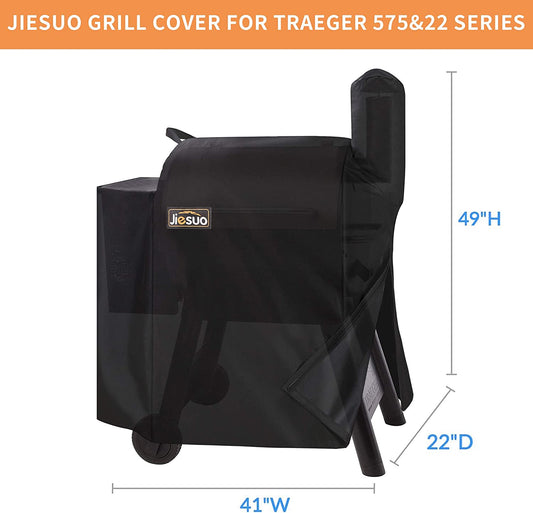 Grill Cover for Traeger 22 & Pro 575 Series Grills, Heavy Duty Waterproof Wood Pellet Grill Cover, Special Zipper Design