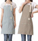 Aprons 2 Pack Adjustable Bib Aprons with 2 Pockets Cotton Linen Cooking Kitchen Chef Apron for Women and Men