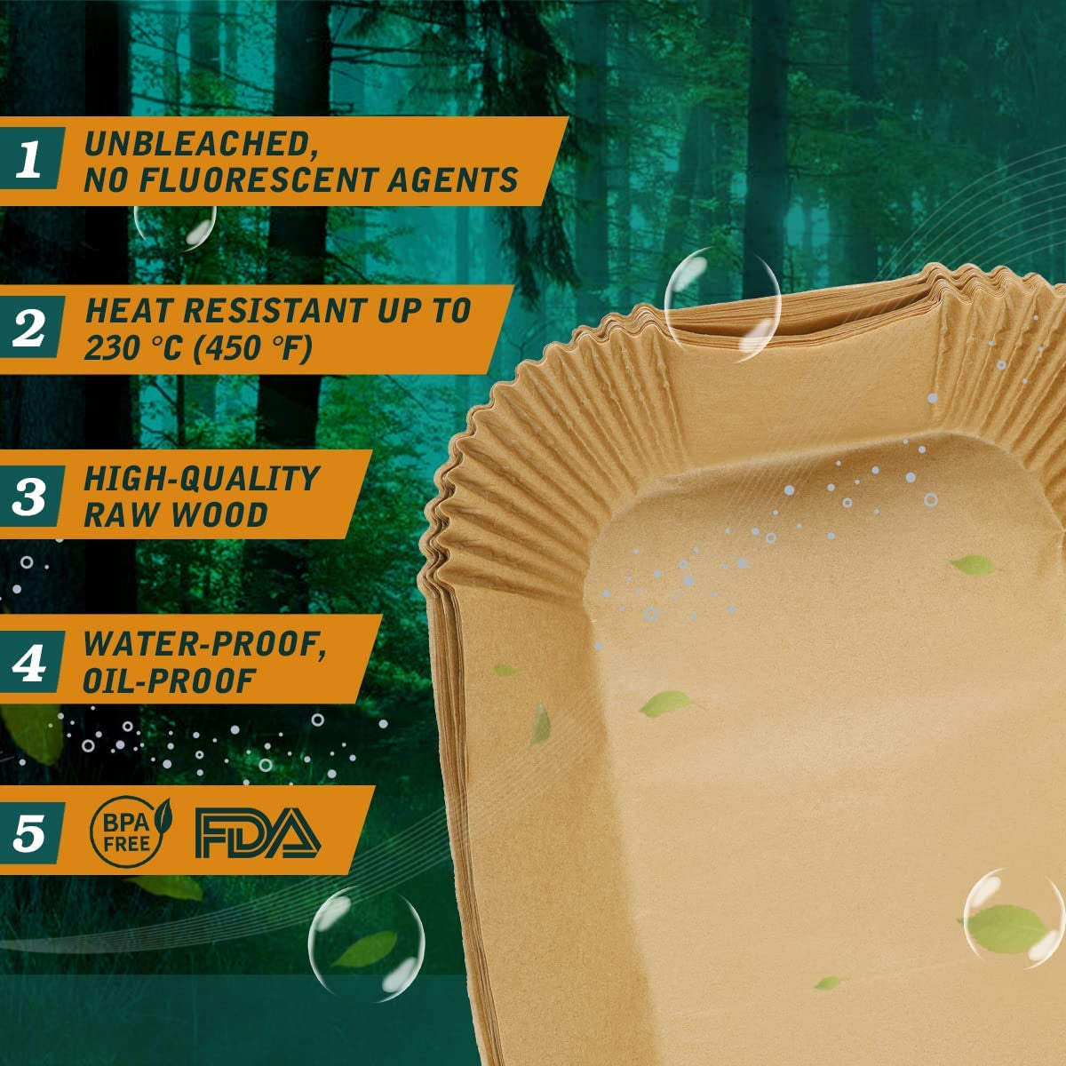 Air Fryer Liners Disposable, 100Pcs Non-Stick Parchment Paper Sheets Accessories for Ninja Air Fryer XL