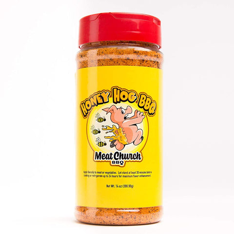 Image of Meat Church BBQ Rub Combo: Honey Hog (14 Oz) and the Gospel (14 Oz) BBQ Rub and Seasoning for Meat and Vegetables, Gluten Free, One Bottle of Each