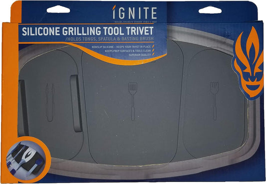 Ignite Silicone Grilling Trivet Is a 100% Nonslip Silicone Tool That Holds Tongs, Spatula & BASTING Brush Preventing Them from Contamination on the Grill'S Surface and Also Keeps Your Grill Clean.