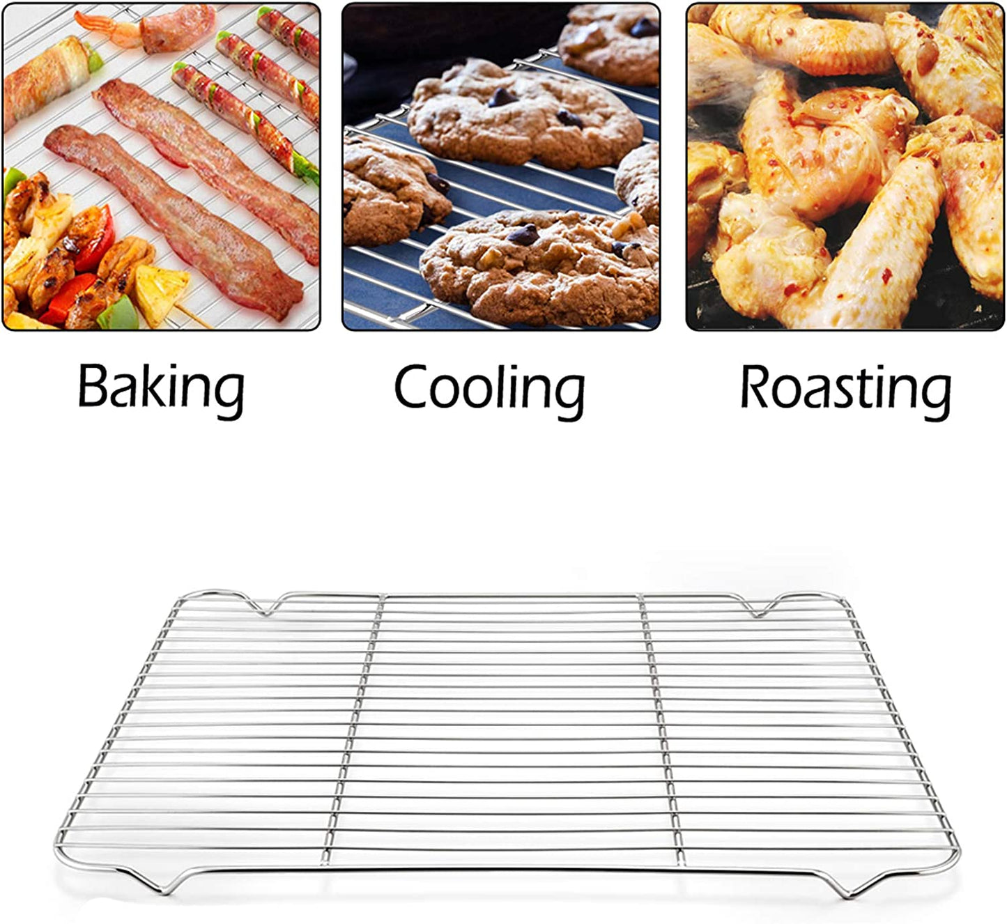 Baking Rack Cooking Rack Set of 2-16.6''X11.6'', P&P CHEF Stainless Steel Wire Cooling Drying Roasting Rack, Fits Half Sheet Cookie Pans, Commercial Quality, Oven & Dishwasher Safe