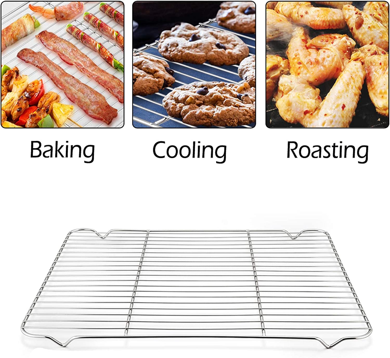 Baking Rack Cooking Rack Set of 2-16.6''X11.6'', P&P CHEF Stainless Steel Wire Cooling Drying Roasting Rack, Fits Half Sheet Cookie Pans, Commercial Quality, Oven & Dishwasher Safe