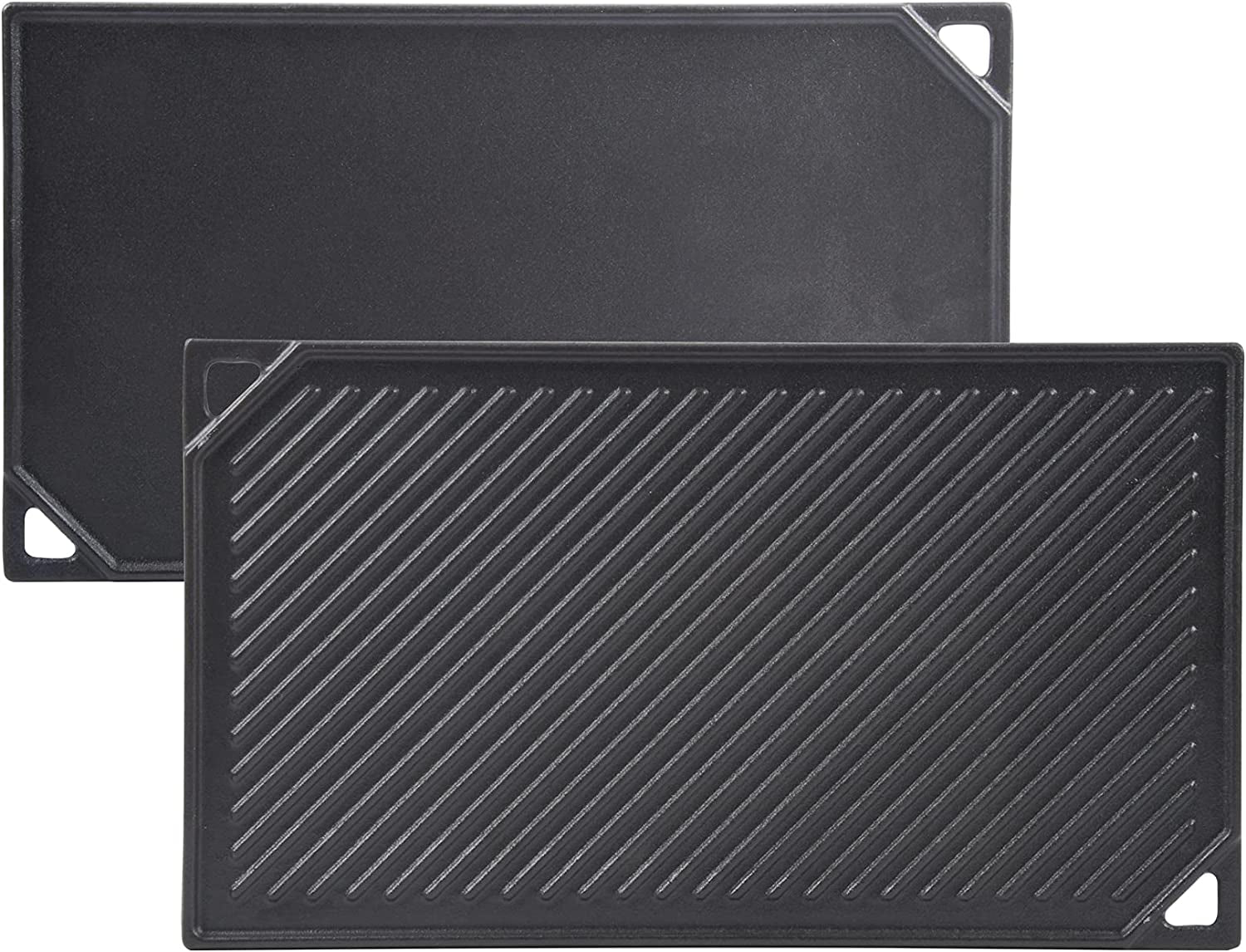 Cast Iron Reversible Griddle, 16.5 Inch X 9.5 Inch Double Sided Grill Pan Perfect for Gas Grills and Stove Top