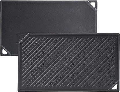 Cast Iron Reversible Griddle, 16.5 Inch X 9.5 Inch Double Sided Grill Pan Perfect for Gas Grills and Stove Top