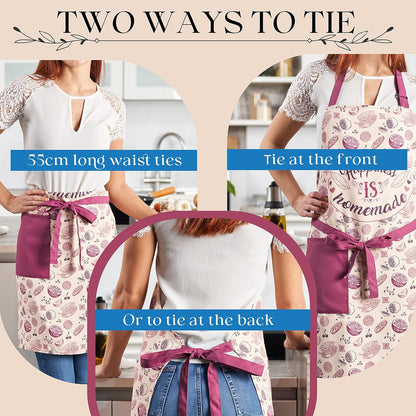 Waterproof Apron for Women with Large Pocket for Cooking & Baking - Oil and Stain Repellent