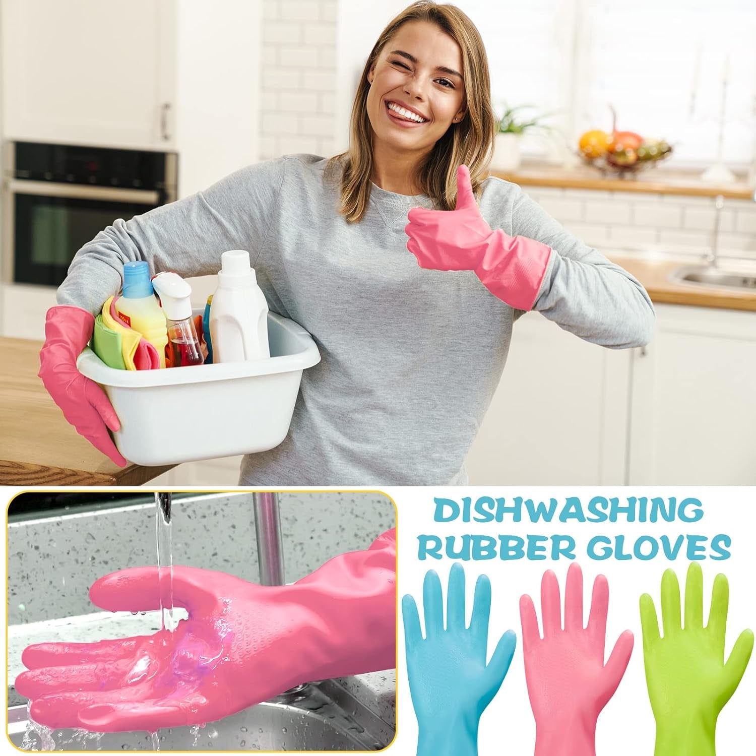 36 Pair Reusable Household Gloves Rubber Dishwashing Gloves Long Kitchen Cleaning Gloves for Dishes Cleaning Gardening