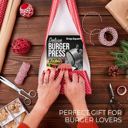 Shop Square Hamburger Press Patty Maker - Adjustable 1/4Lb to 3/4Lb Burger Press Patty Maker with Patty Ejector - Adjustable Thickness for Burgers, Crab Cakes, and Sausage - Patty Paper Included