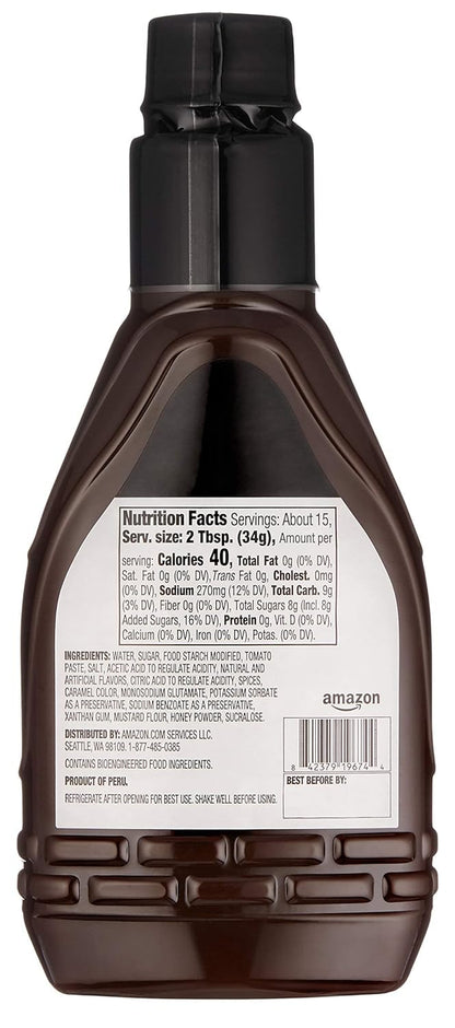 Amazon Brand - Happy Belly Honey BBQ Sauce, Brown, 18 Oz, 1.12 Pound (Pack of 1)