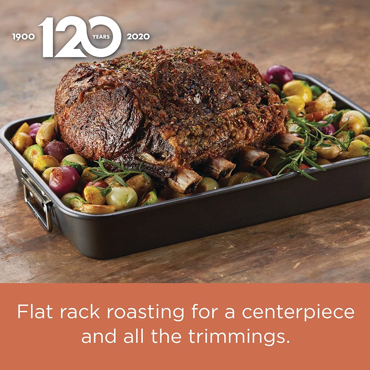 Farberware Bakeware Nonstick Steel Roaster with Flat Rack, 11-Inch X 15-Inch, Gray